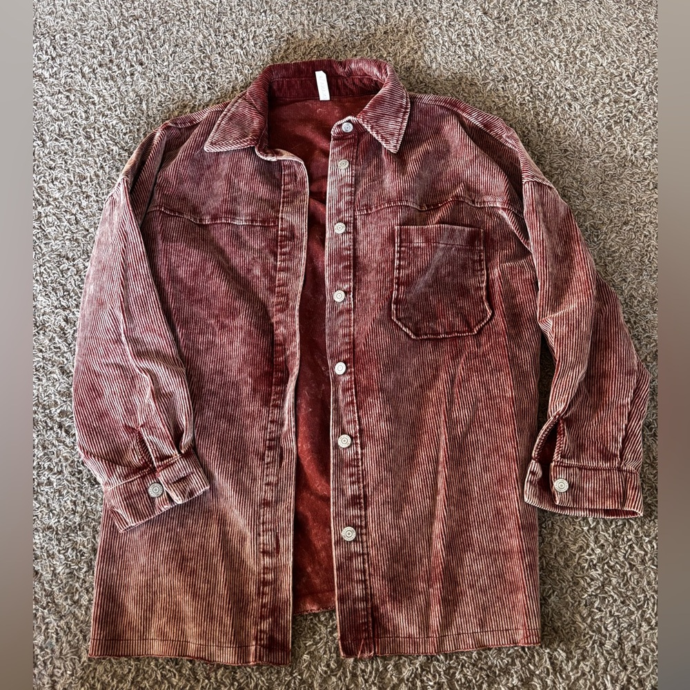 Corduroy Button-Up Shirt Jacket